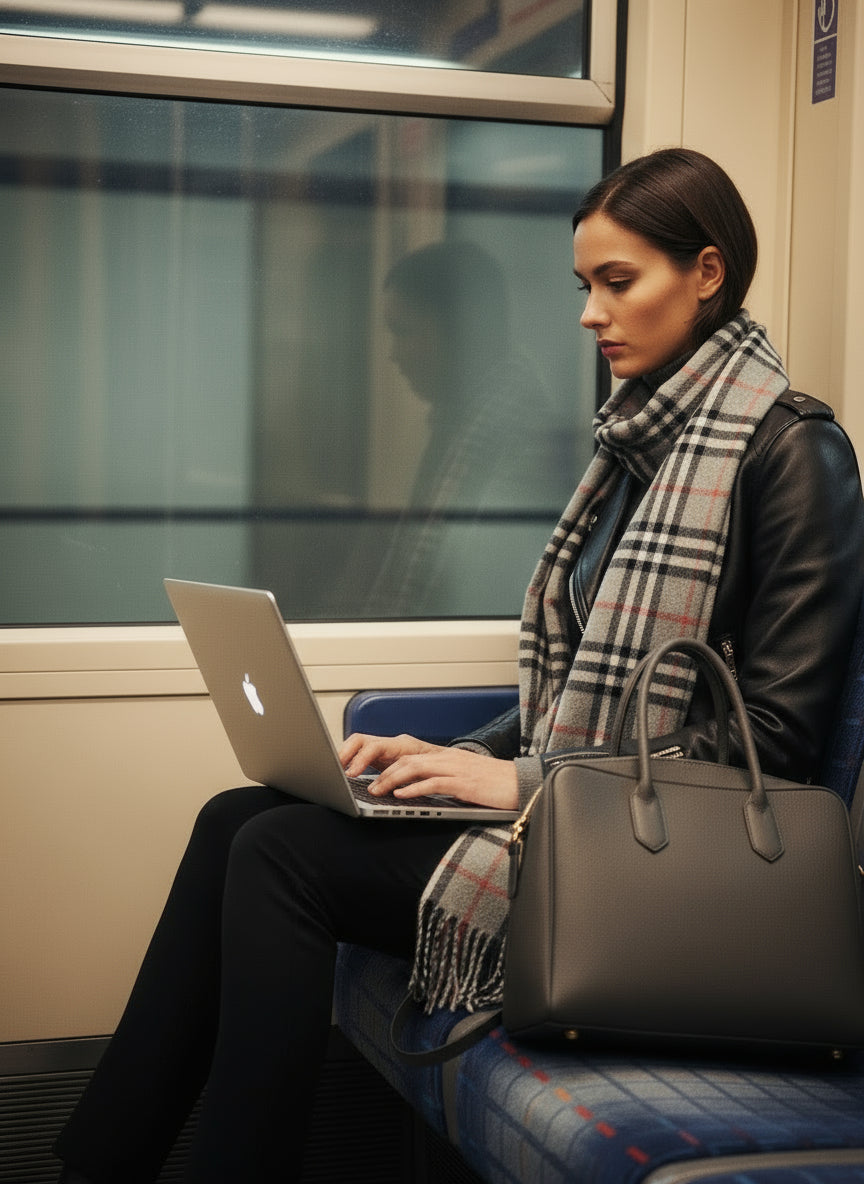 Burberry Novacheck Scarf (Grey and Beige)